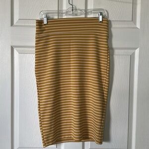 Popular Basics Mustard Yellow/White Striped Skirt Size L NC0208